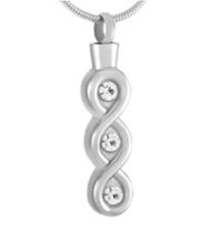 silver infinity loop with 3 crystals cremation memorial pendant necklace