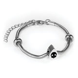 silver tear drop bead cremation memorial bracelet with nose print