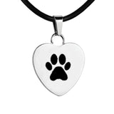 Silver Heart Charm with paw print necklace