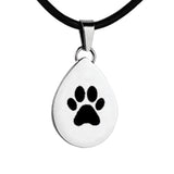 Silver Tear Drop with Paw Print Charm Necklace