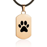 Gold Dog Tag with Paw Print Charm Necklace
