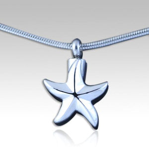 silver starfish cremation memorial pendant necklace