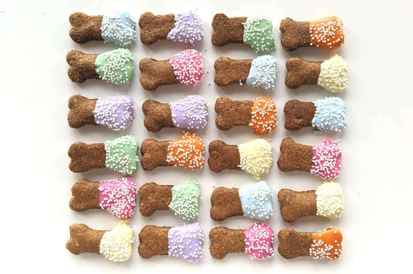 Assorted decorated mini dog bone dog treats
