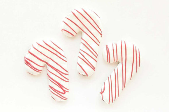 3 White and Red Candy Cane Dog Treats