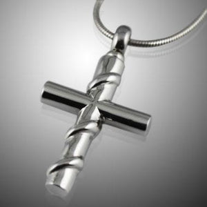 Silver Cross with silver detail cremation memorial pendant necklace