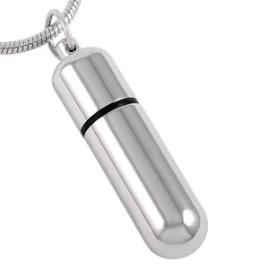 Silver Cylinder Cremation Memorial pendant necklace