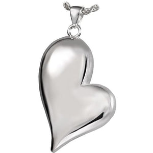 Silver Heart Cremation Memorial Pendant necklace