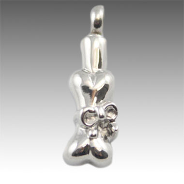 Silver Dog Bone with Bow Cremation Memorial Pendant Necklace