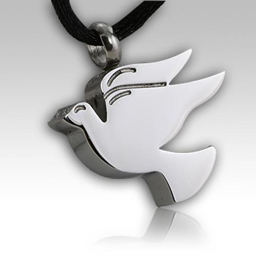 Silver Dove Cremation memorial pendant necklace