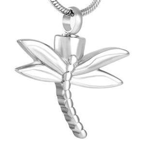 silver dragonfly cremation memorial pendant necklace