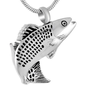 silver fish cremation memorial pendant necklace
