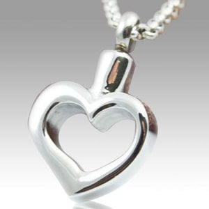silver open heart cremation memorial pendant necklace