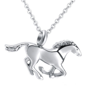 silver horse cremation memorial pendant necklace