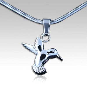 silver hummingbird cremation memorial pendant necklace