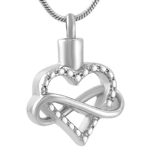 Silver open heart with infinity symbol cremation memorial pendant necklace