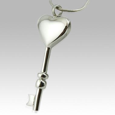 silver key to my heart cremation memorial pendant necklace