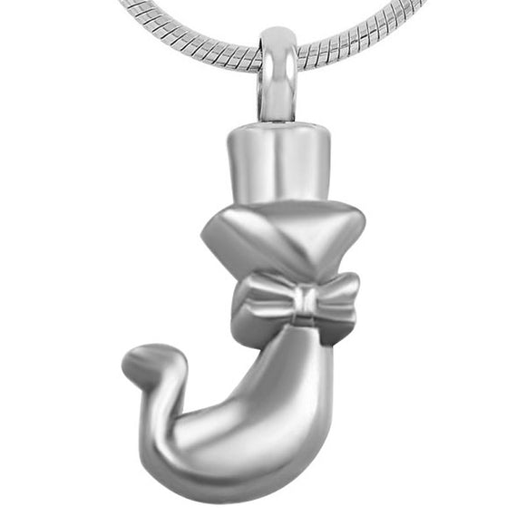 silver kitty cremation memorial pendant necklace
