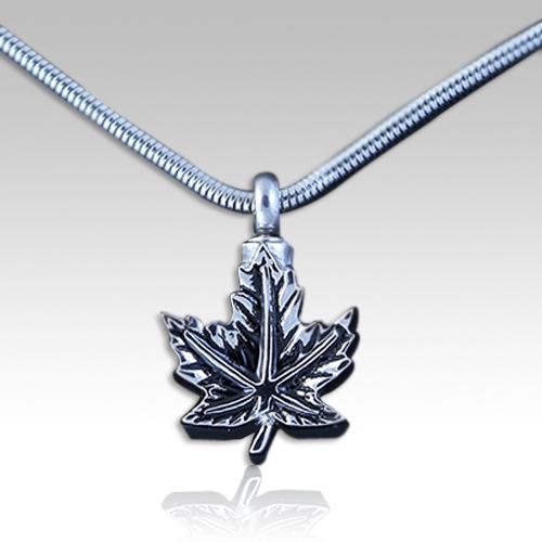 silver maple leaf cremation memorial pendant necklace