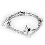 Silver Cross Bead Cremation Memorial Bracelet with nose print