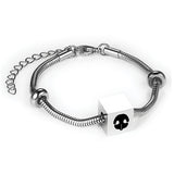 Silver Cube Bead Cremation Memorial Bracelet with nose print