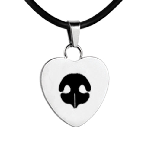 Silver Heart charm with nose print necklace