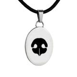 Silver Oval shaped charm with nose print necklace