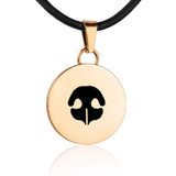 Gold Circle charm with nose print necklace