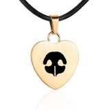 Gold Heart charm with nose print necklace