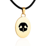 Gold Oval Charm with Nose Print Necklace
