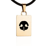 Gold Rectangle with Nose Print Charm Necklace