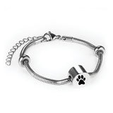 Circle Bead Cremation Memorial Bracelet with paw print