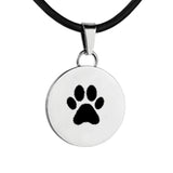 Silver Circle charm with paw print necklace