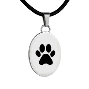 Silver Oval shaped charm with nose print necklace