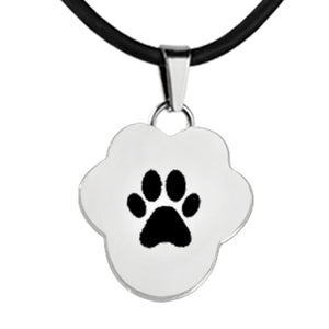 paw print image on paw print shaped charm necklace