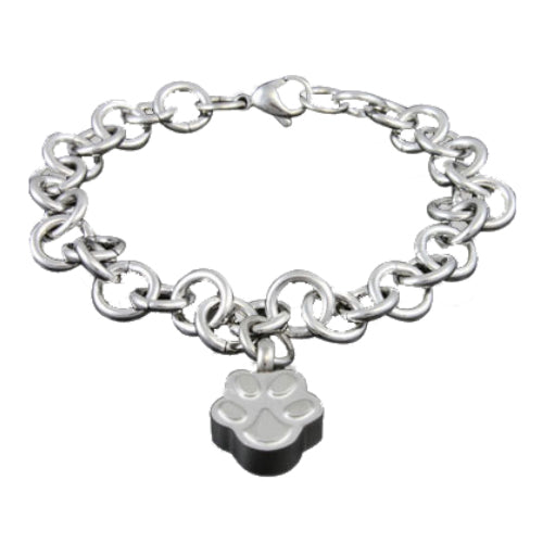 silver paw print charm cremation memorial bracelet