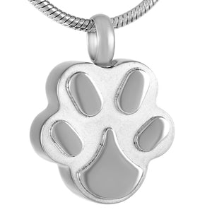silver paw print cremation memorial pendant necklace