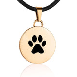 Gold Circle Charm with Paw print necklace
