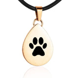 Gold Tear Drop with Paw Print Charm Necklace