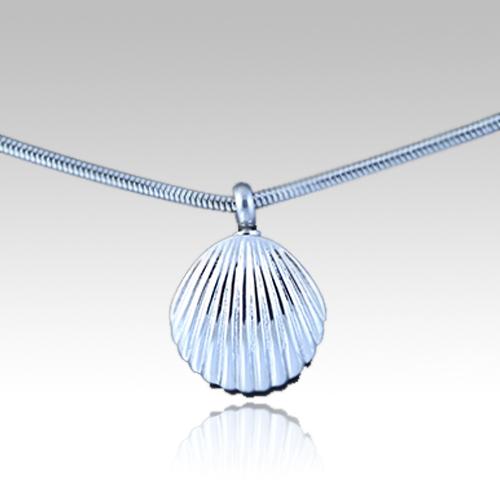 silver sea shell cremation memorial pendant necklace