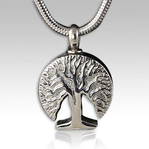 silver tree cremation memorial pendant necklace