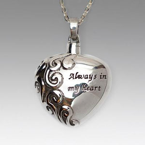 sterling silver always in my heart cremation memorial pendant necklace