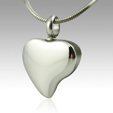 Silver Tear Drop Heart Cremation memorial pendant necklace