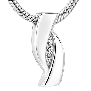uneven twisting tower with crystals cremation memorial pendant necklace